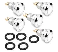 Flaroey Interruptor de Botón Momentáneo Resistente Al Agua con Punto Plateado de 8 Mm, Mini Redondo DC36 V/2 A, Reinicio Automático para Timbre de Arranque Eléctrico