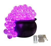 Flaroey Juego de Caldero Burbujeante de Halloween, Kit de Decoración de Halloween para Interiores, con Bola Transparente, Control Remoto Rosa y