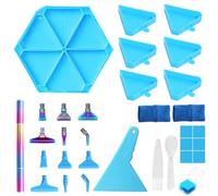 Flaroey Kits de Bandejas de Pintura de Diamante de de 6 Rejillas, Placa de Perforación Hexagonal de Gran Capacidad, Bolígrafo de Pintura de Diamante, Punto de Artístico,B