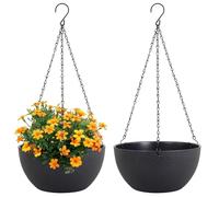Flaroey Macetas colgantes para plantas de interior y exterior con orificios de drenaje y cadena, 2 unidades