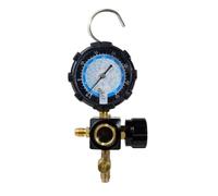 Flaroey Medidor de presión lateral bajo R410A R22 R404A Manómetro único con válvula de control para carga de refrigerante de aire acondicionado