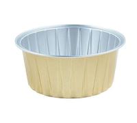 Flaroey Molde para Hornear, para Pudín, Freidora de Aire, Caja de Papel de Aluminio de Color Especial, para Hornear Pasteles, Tazón Redondo, Caja para Pasteles, Color Dorado