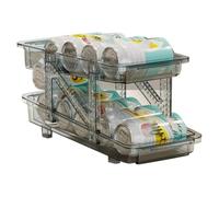 Flaroey Organizador Latas Apilable para Refrigerador - Dispensador Bebidas Plástico Transparente y Estante Almacenamiento Alimentos para Refrescos, Cerveza y Productos Enlatados A