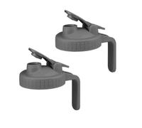 Flaroey Paquete de 2 Tapas de Tarro de Boca con Tapa Abatible para Tarros de Albañil, Diseño de Tapa Abatible Hermética con Asa, Cubierta de Sellado A Prueba de Fugas, Gris