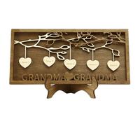 Flaroey Placa de Madera para Árbol Genealógico, Decoración Tallada, Adornos con Apellido, Regalo del Día de la Madre, 5 Nombres