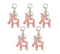 Flaroey R Type Letter Pendant Pink Cute Initial Keychain Butterfly Keychain Easy Install Easy to Use