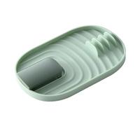 Flaroey Rejilla Plegable para Tapas de Ollas, Rejilla para Espátula, Rejilla de Almacenamiento Integrada, Rejilla de Almacenamiento para Estufa de Cocina, Herramientas de Drenaje Verde