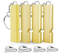 Flaroey Silbato de Supervivencia de Emergencia de 4 Piezas Silbato de Emergencia, Silbatos Supervivencia Seguridad Primera Calidad con 4 Piezas de Cuerda para Colgar en el Cuello Dorado