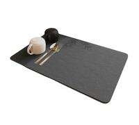 Flaroey Tapete de secado de café, de secado rápido, tapete de drenaje de platos de cocina, tapete de drenaje de baño, mantel individual súper absorbente, color gris oscuro