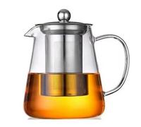 Flaroey Tetera de vidrio térmico con té de acero inoxidable Stra Flower Hervidor de té infusor Set Puer Oolong Pot 950 ml