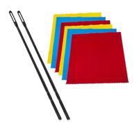 Flaroey Varilla de Limpieza para Flauta + 6 Paños de Limpieza Suministros de Limpieza para Flauta Kit de Limpieza para Flauta de Viento de Madera con Polvo Negro, Rojo, Amarillo y