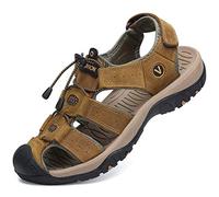 FLARUT Sandalias Deportivas Hombres Verano Exterior Senderismo Zapatos Trekking Casual Zapatos de Montaña Cuero Sandalias de Playa