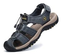 FLARUT Sandalias Deportivas Hombres Verano Exterior Senderismo Zapatos Trekking Casual Zapatos de Montaña Cuero Sandalias de Playa