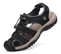FLARUT Sandalias Deportivas Hombres Verano Exterior Senderismo Zapatos Trekking Casual Zapatos de Montaña Cuero Sandalias de Playa
