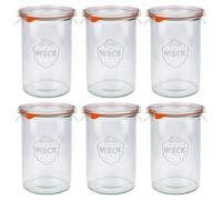 Flaschenland - 6 tarros de cristal de 1000 ml, juego completo, incluye tapa, pinzas y junta de goma | Ideal como tarro de almacenamiento, tarro de mermelada, tarro de conservas o de postre