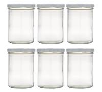 Flaschenland 6 tarros de cristal para conservas de 435 ml, con tapa blanca, ideal para mermelada, mermelada, gelatina, sopa o preparación de harina, apto para horno, fabricado en Alemania