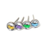 Flash 57677 - Set de 4 termómetros para carne: pollo, cerdo, vaca y cordero | Dial con indicaciones de poco hecho, al punto y muy hecho | Con pincho para clavar en la carne, ideal para barbacoas