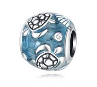 Flash - Charm de cuentas de concha y tortuga de arena, accesorio de pulsera de plata esterlina 925, compatible con Collar de pulsera Pandora