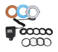 Flash de cámara SustVita SLR con 48 LED Circulares para sujetos cercanos, Incluye Unidad de Control de energía con Pantalla y 8 adaptadores para una configuración Completa de