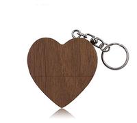 Flash Drive Memory Stick Lindo Pen Drives portátiles 128 GB USB 2.0 De Madera En Forma De Corazón De Los Pares De Disco U Pen Drive Data Storage Unidad Flash (Material : Walnut Wood)