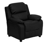 Flash Furniture Charlie LeatherSoft - Sillón reclinable para niños con brazos de almacenamiento abatibles y reclinable de seguridad, silla reclinable contemporánea para niños, soporta hasta 90 libras,