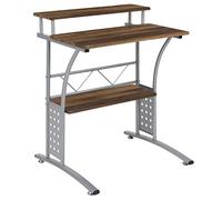 Flash Furniture Clifton - Escritorio rústico de Nogal para computadora con estantes de Almacenamiento Superiores e Inferiores de 28 Pulgadas