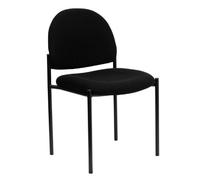 Flash Furniture Comfort - Silla de recepción, apilable, Acero, Tela Negra, 66,04 x 49,53 x 19,05 cm