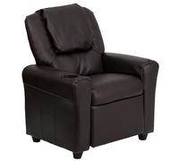 Flash Furniture contemporáneo Beige Vinilo niños reclinable con portavasos y reposacabezas