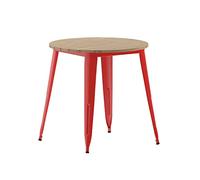 Flash Furniture Declan - Mesa de comedor de grado comercial para interiores y exteriores, 30 pulgadas, parte superior redonda de poliresina para todo tipo de clima con base de acero, marrón/rojo
