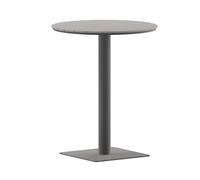 Flash Furniture Finch Mesa redonda de 24 pulgadas de grado comercial con listones de poliéster de teca sintética y marco de acero, 23.5 x 23.5 pulgadas, gris