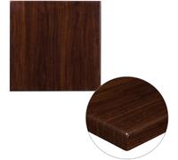 Flash Furniture Glenbrook - Mesa cuadrada de resina de nogal brillante de 24.0 in con borde abatible de 2.0 in de grosor