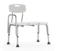 Flash Furniture Hercules Series - Banco de Transferencia de baño y Ducha Ajustable de Capacidad de 300 Libras con Respaldo y Brazo Lateral