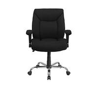 Flash Furniture Hercules Series Big & Tall - Silla de Oficina ergonómica giratoria de 400 Libras con Asiento Profundo y Brazos Ajustables, Metal, Tela Negra, Juego de 1
