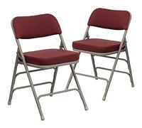 Flash Furniture Hercules Series Silla Plegable, Polipropileno, Metal, Espuma, Tela borgoña/Marco Gris, 2 Unidades