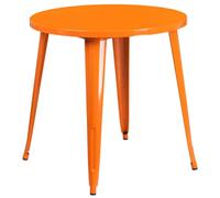 Flash Furniture Muebles Flash Mesa Redonda de Metal para Interiores y Exteriores de Grado Comercial Pulgadas, Caucho, Acero galvanizado, Orange, 30" Round