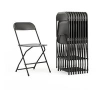 Flash Furniture Juego de 10 sillas plegables, marco de acero y plástico, negro, 45,72 x 44,45 x 80,01 cm