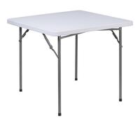 Flash Furniture Kathryn - Mesa Plegable Cuadrada de plástico Blanco de Granito de 2.81 pies con Patas de Bloqueo con Recubrimiento en Polvo