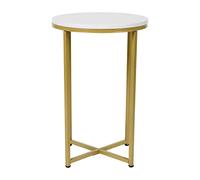 Flash Furniture Mesa Auxiliar, Madera de ingeniería, Mármol Blanco/Oro Cepillado, Set of 1