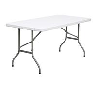 Flash Furniture Mesa plegable de 1,5 m, metal, plástico: polietileno, granito blanco