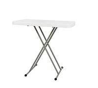 Flash Furniture, Mesa Plegable de plástico para Interiores/Exterior de 30 Pulgadas, Color Blanco Granito Elon, Mesa Lateral de Grado Comercial Ajustable en Altura, Mesa para portátil, Bandeja para TV