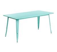 Flash Furniture Mesa Rectangular de Metal para Interiores y Exteriores de Grado Comercial de 31.5 x 63 Pulgadas, Verde Menta, 31.5" W x 63" L