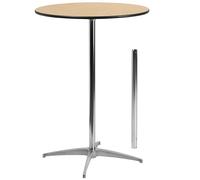 Flash Furniture Mesa redonda de cocktail, de madera, patas de 76 y 107 cm, madera de abedul, cromo y acero, negra