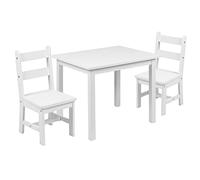 Flash Furniture Mesa y Silla de Madera Maciza para niños, Sala de Juegos, Dormitorio, Cocina, Juego de 3 Piezas, Madera de ingeniería, Color Blanco