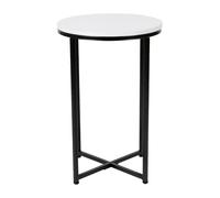 Flash Furniture Muebles Flash Auxiliar de la colección Hampstead-Moderna Mesa laminada con Marco Entrecruzado, Metal, Blanco/Negro Mate, Set of 1