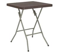 Flash Furniture Muebles Flash Mesa Plegable Cuadrada de plástico de ratán de 1.95 pies, Metal, Brown, 23.5' Square