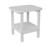 Flash Furniture Newport HDPE Adirondack - Mesa auxiliar de 2 niveles para todo tipo de clima, interior/exterior, juego de 1, color blanco
