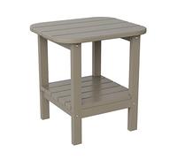 Flash Furniture Newport HDPE Adirondack - Mesa auxiliar de 2 niveles para todo tipo de clima, interior/exterior, juego de 1, marrón