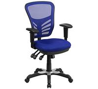 Flash Furniture Nicholas - Silla giratoria de Oficina y Juegos, Silla de Oficina ergonómica de Malla con Soporte Lumbar Ajustable y Altura, Color Azul