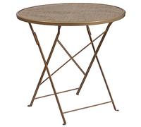 Flash Furniture Oia Commercial Grade 30" Round Indoor-Outdoor Steel Folding Patio Table, Alloy, Gold