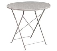 Flash Furniture Oia Commercial Grade 30" Round Indoor-Outdoor Steel Folding Patio Table, Alloy, Light Gray